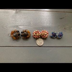 Vintage Beaded Clip on Earrings Bundle